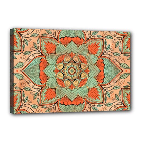Mandala Floral Decorative Flower Canvas 18  X 12  (stretched) by Ravend