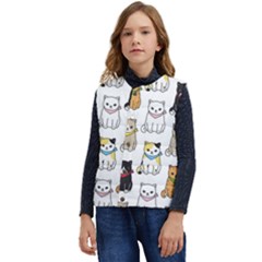 Cat Kitten Seamless Pattern Kid s Button Up Puffer Vest	 by Grandong