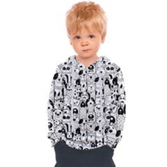 Seamless Pattern With Black White Doodle Dogs Kids  Overhead Hoodie by Grandong