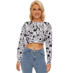Seamless Pattern With Black White Doodle Dogs Lightweight Long Sleeve Sweatshirt by Grandong
