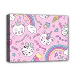 Cute Cat Kitten Cartoon Doodle Seamless Pattern Deluxe Canvas 16  x 12  (Stretched) 