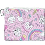 Cute Cat Kitten Cartoon Doodle Seamless Pattern Canvas Cosmetic Bag (XXXL)