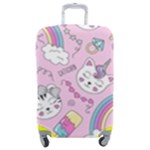 Cute Cat Kitten Cartoon Doodle Seamless Pattern Luggage Cover (Medium)
