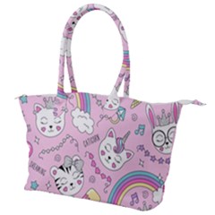 Cute Cat Kitten Cartoon Doodle Seamless Pattern Canvas Shoulder Bag by Grandong