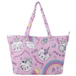 Cute Cat Kitten Cartoon Doodle Seamless Pattern Full Print Shoulder Bag