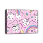 Beautiful Cute Animals Pattern Pink Mini Canvas 7  x 5  (Stretched)