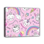 Beautiful Cute Animals Pattern Pink Canvas 10  x 8  (Stretched)