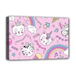 Beautiful Cute Animals Pattern Pink Deluxe Canvas 18  x 12  (Stretched)
