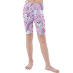 Beautiful Cute Animals Pattern Pink Kids  Mid Length Swim Shorts