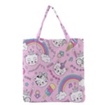Beautiful Cute Animals Pattern Pink Grocery Tote Bag