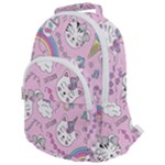 Beautiful Cute Animals Pattern Pink Rounded Multi Pocket Backpack