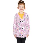 Beautiful Cute Animals Pattern Pink Kids  Double Breasted Button Coat