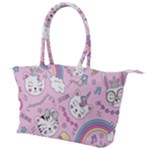 Beautiful Cute Animals Pattern Pink Canvas Shoulder Bag