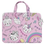 Beautiful Cute Animals Pattern Pink MacBook Pro 13  Double Pocket Laptop Bag