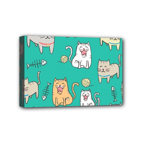 Seamless Pattern Cute Cat Cartoon With Hand Drawn Style Mini Canvas 6  X 4  (stretched) by Grandong