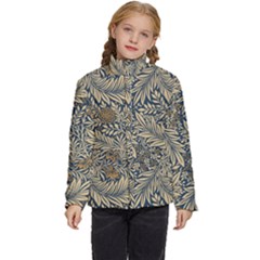 Brown Vintage Background Vintage Floral Pattern, Brown Kids  Puffer Bubble Jacket Coat by nateshop