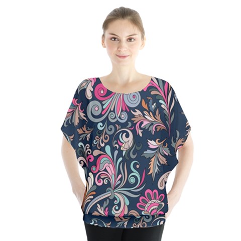 Coorful Flowers Pattern Floral Patterns Batwing Chiffon Blouse by nateshop