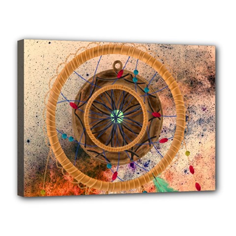 Dreamcatcher, Abstract, Colorful, Colors, Dream, Golden, Vintage Canvas 16  X 12  (stretched) by nateshop