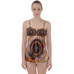 Dreamcatcher, Abstract, Colorful, Colors, Dream, Golden, Vintage Babydoll Tankini Set by nateshop