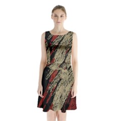 Fabric, Texture, Colorful, Spots Sleeveless Waist Tie Chiffon Dress by nateshop