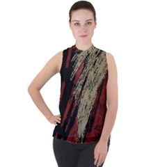 Fabric, Texture, Colorful, Spots Mock Neck Chiffon Sleeveless Top by nateshop