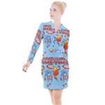 Adventure Time Avengers Age Of Ultron Button Long Sleeve Dress