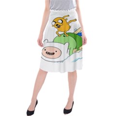 Adventure Time Finn And Jake Snow Midi Beach Skirt by Sarkoni