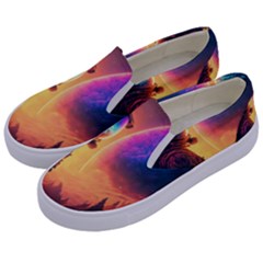 Illustration Trippy Psychedelic Astronaut Landscape Planet Mountains Kids  Canvas Slip Ons by Sarkoni