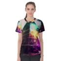 Tropical Forest Jungle Ar Colorful Midjourney Spectrum Trippy Psychedelic Nature Trees Pyramid Women s Cotton T-Shirt View1