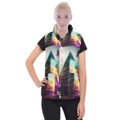 Tropical Forest Jungle Ar Colorful Midjourney Spectrum Trippy Psychedelic Nature Trees Pyramid Women s Button Up Vest by Sarkoni