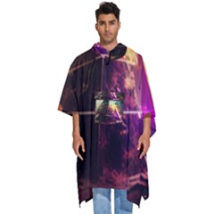 Tropical Forest Jungle Ar Colorful Midjourney Spectrum Trippy Psychedelic Nature Trees Pyramid Men s Hooded Rain Ponchos by Sarkoni