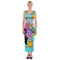 Adventure Time Cartoon Fitted Maxi Dress by Sarkoni