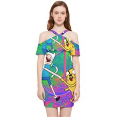Jake And Finn Adventure Time Landscape Forest Saturation Shoulder Frill Bodycon Summer Dress by Sarkoni