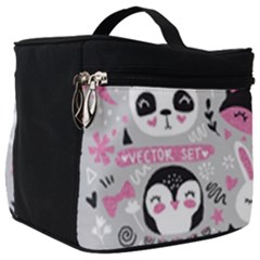 Big Set With Cute Cartoon Animals Bear Panda Bunny Penguin Cat Fox Make Up Travel Bag (big) by Bedest
