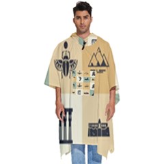 Egyptian Flat Style Icons Men s Hooded Rain Ponchos by Bedest