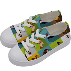 Egypt Travel Items Icons Set Flat Style Kids  Low Top Canvas Sneakers by Bedest