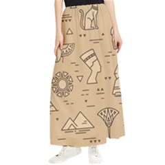 Egyptian Seamless Pattern Symbols Landmarks Signs Egypt Maxi Chiffon Skirt by Bedest
