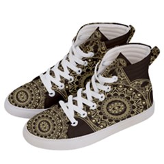 Hamsa Hand Drawn Symbol With Flower Decorative Pattern Women s Hi-top Skate Sneakers by Hannah976