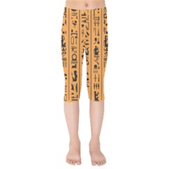 Egyptian Hieroglyphs Ancient Egypt Letters Papyrus Background Vector Old Egyptian Hieroglyph Writing Kids  Capri Leggings  by Hannah976