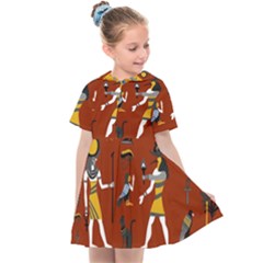 Ancient Egyptian Religion Seamless Pattern Kids  Sailor Dress by Hannah976