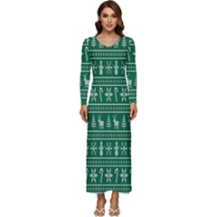 Wallpaper Ugly Sweater Backgrounds Christmas Long Sleeve Longline Maxi Dress by artworkshop
