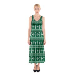 Wallpaper Ugly Sweater Backgrounds Christmas Sleeveless Maxi Dress by artworkshop