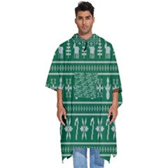 Wallpaper Ugly Sweater Backgrounds Christmas Men s Hooded Rain Ponchos