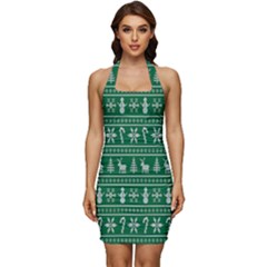 Wallpaper Ugly Sweater Backgrounds Christmas Sleeveless Wide Square Neckline Ruched Bodycon Dress by artworkshop
