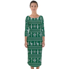 Wallpaper Ugly Sweater Backgrounds Christmas Quarter Sleeve Midi Bodycon Dress by artworkshop
