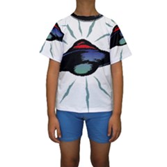 Alien Unidentified Flying Object Ufo Kids  Short Sleeve Swimwear by Sarkoni