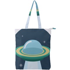 Illustration Ufo Alien  Unidentified Flying Object Double Zip Up Tote Bag by Sarkoni