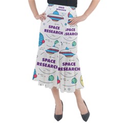 Unidentified Flying Object Ufo Space Outer Midi Mermaid Skirt by Sarkoni