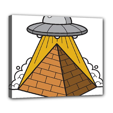 Unidentified Flying Object Ufo Under The Pyramid Deluxe Canvas 24  X 20  (stretched) by Sarkoni