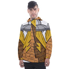 Unidentified Flying Object Ufo Under The Pyramid Men s Front Pocket Pullover Windbreaker by Sarkoni